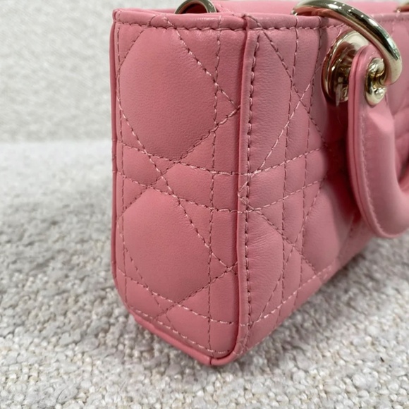 Authentic Dior Lady D-Joy Micro Bag Pink Cannage Lambskin - Picture 11 of 14
